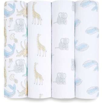 Essentials Cotton Muslin Swaddle (Pack of 4) - Natural History