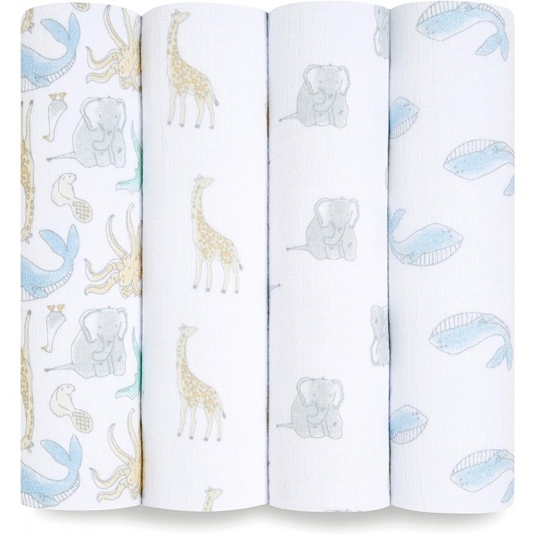 Essentials Cotton Muslin Swaddle (Pack of 4) - Natural History - Aden + Anais - BabyOnline HK