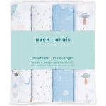 Essentials Cotton Muslin Swaddle (Pack of 4) - Space Explorer - Aden + Anais - BabyOnline HK