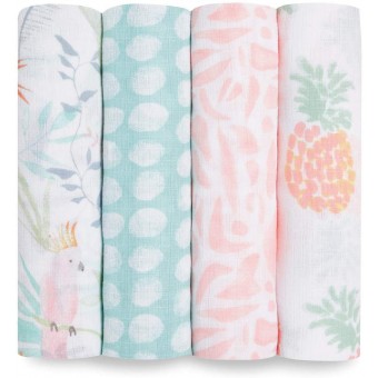 Essentials Cotton Muslin Swaddle (Pack of 4) - Tropicalia