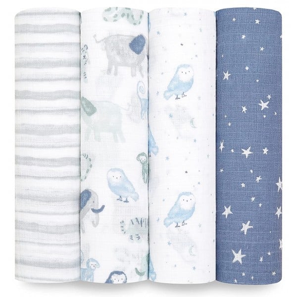 Essentials Cotton Muslin Swaddle (Pack of 4) - Time to Dream - Aden + Anais