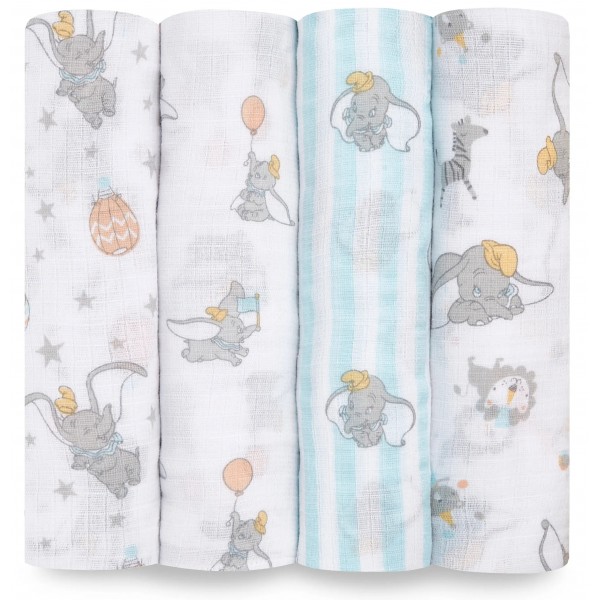 Essentials Cotton Muslin Swaddle (Pack of 4) - Dumbo New Heights - Aden + Anais - BabyOnline HK