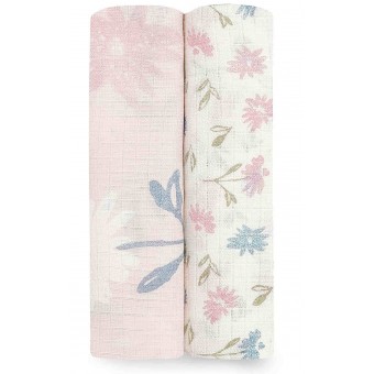 Aden + Anais - 柔軟竹纖維絲綢嬰兒包巾(2件裝) - 經典之花