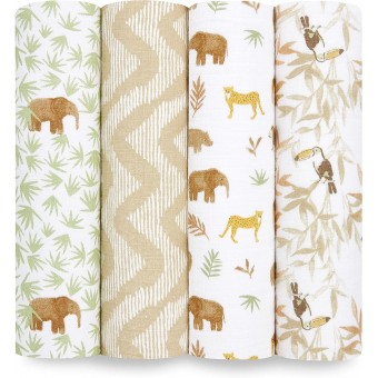 Essentials Cotton Muslin Swaddle (Pack of 4) - Tanzania