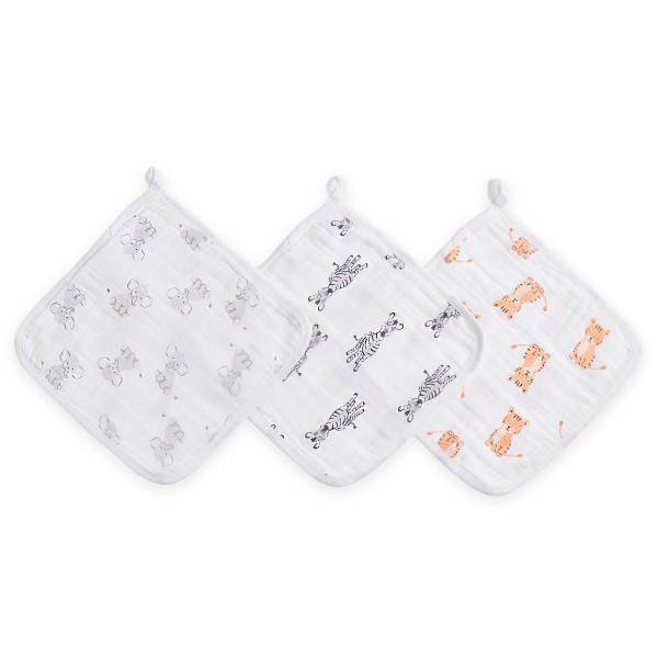 Muslin Washcloth Set (Pack of 3) - Safari Babies - Aden + Anais - BabyOnline HK