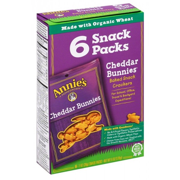 Cheddar Bunnies Crackers 170g (6 snack packs) - Annie's Homegrown - BabyOnline HK