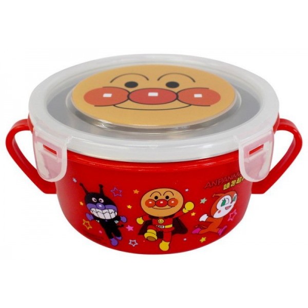 Anpanman - Bowl with Stainless Steel inner and Lid 450ml (Red) - Anpanman - BabyOnline HK