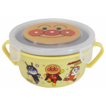 Anpanman - Bowl with Stainless Steel inner and Lid 450ml (Yellow)