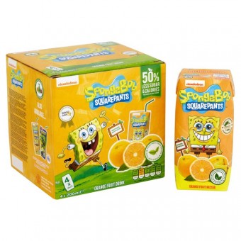 Sponge Bob Squarepants - Orange & Pineapple Fruit Drink (4 packs x  200ml)[Best Before 20/10/2015]
