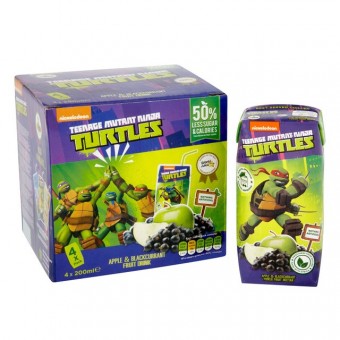 Teenage Mutant Ninja Turtles - Apple & Blackcurrant Fruit Drink (4 packs x 200ml)