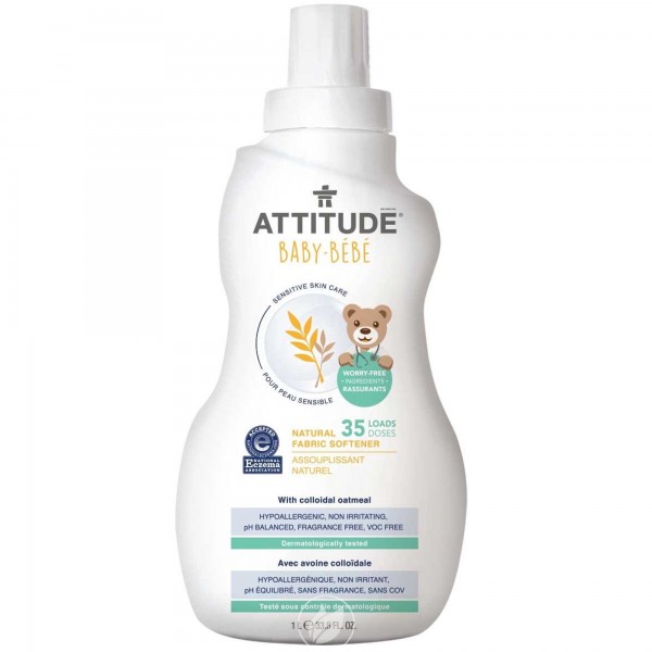 Sensitive Skin Care Hypoallergenic Fabric Softener for Baby (Fragrance-free) 1L - Attitude - BabyOnline HK