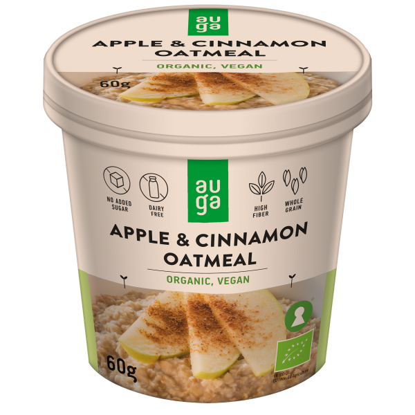 Organic Instant Oatmeal - Apple & Cinnamon 60g - Auga - BabyOnline HK