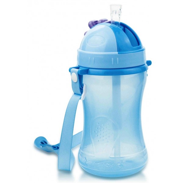 Drinking Bottle with Straw 360ml - Blue - Babisil - BabyOnline HK