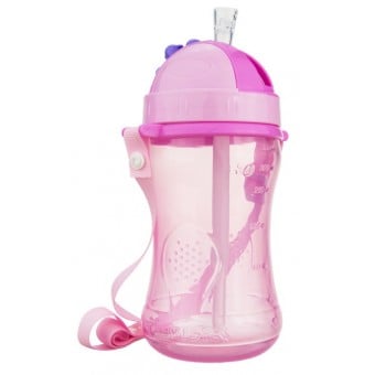 Drinking Bottle with Straw 360ml - Pink