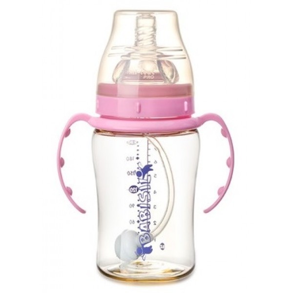 PPSU Wide-Neck Flexi-Straw Feeding Bottle 220ml - Pink - Babisil - BabyOnline HK