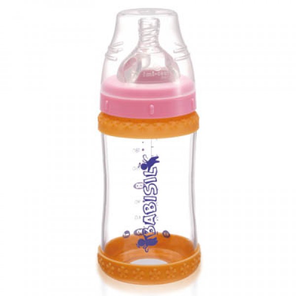 寬口徑玻璃奶瓶連溫感保護環 - 240ml (8oz) - Babisil - BabyOnline HK
