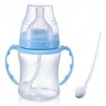 Wide-Neck PP Flexi-Straw Bottle 180ml - Light Blue - Babisil - BabyOnline HK