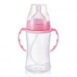 Wide-Neck PP Bottle with Flexi-Straw 300ml - Pink - Babisil - BabyOnline HK
