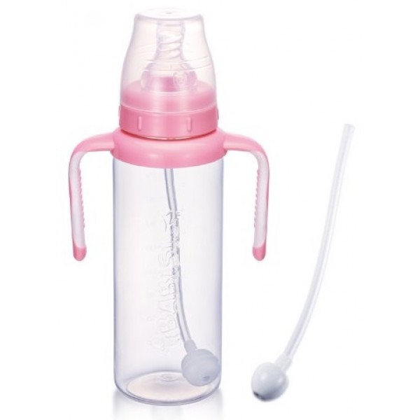 Standard PP Flexi-Straw Bottle 270ml - Pink - Babisil - BabyOnline HK