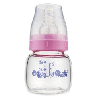 Glass Feeding Bottle - 60ml / 2oz (Pink)