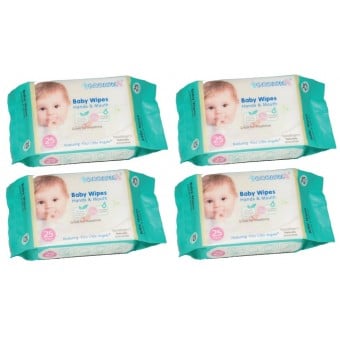 Baby Wipes - Hands & Mouth - 25 Wipes (Pack of 4)