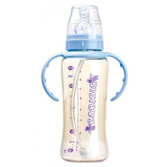 PPSU 標準口徑吸管奶瓶 270ml - 粉藍色
