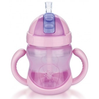 Drinking Bottle with Straw 240ml - Pink