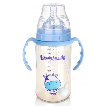 PPSU 寬口徑自動吸管奶瓶 300ml - 藍色