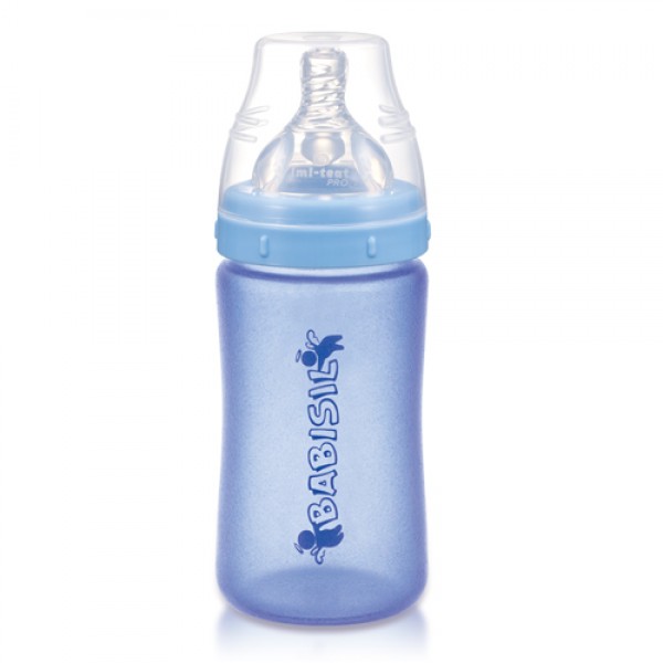 Silisafe - 宽口径硅胶防护玻璃奶瓶 - 240ml (8oz) - Babisil - BabyOnline HK