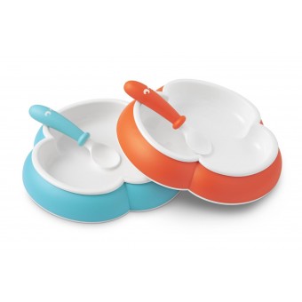 Baby Plate & Spoon - Orange/Turquoise