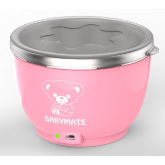 Rechargable Stainless Steel Bowl Warmer (Pink)