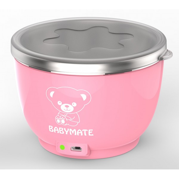 Rechargable Stainless Steel Bowl Warmer (Pink) - Babymate - BabyOnline HK