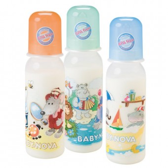 Decorated Baby PP Bottles 250ml x 3
