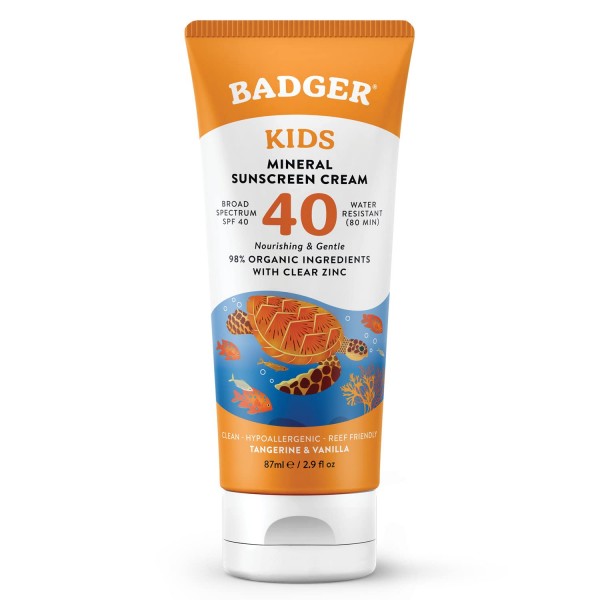 Badger - Kids Mineral Sunscreen Cream SPF 40 - Tangerine & Vanilla (87ml) - Badger