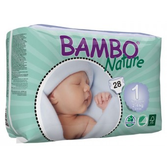 Premium Eco Baby Diapers - Size 1 Newborn (28 diapers)