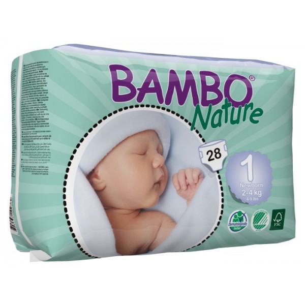 有機嬰兒紙尿片 - 初生 1 號 (28 片) - Bambo Nature - BabyOnline HK