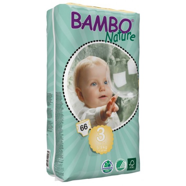 有機嬰兒紙尿片 - 細碼 3 號 (66 片) - Bambo Nature - BabyOnline HK