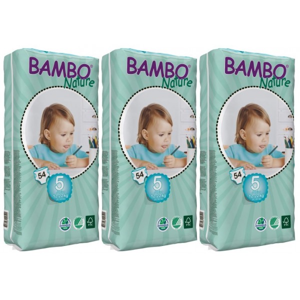 有機嬰兒紙尿片 - 大碼 5 號 (54 片) - 3 包 - Bambo Nature - BabyOnline HK