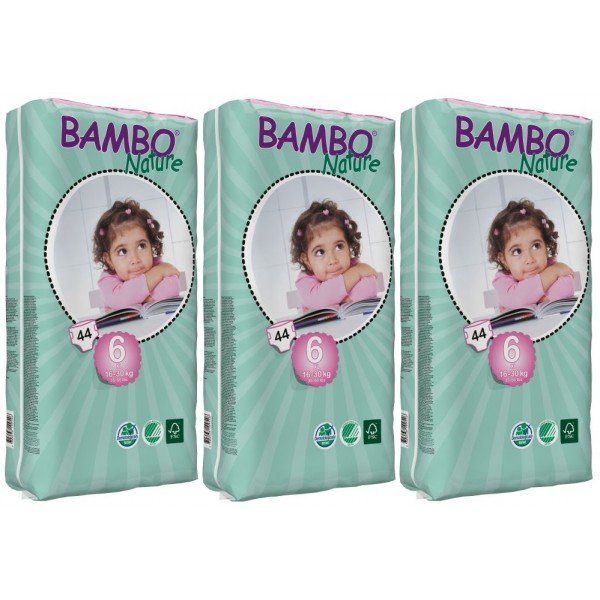 有機嬰兒紙尿片 - 加大碼 6 號 (44 片) - 3 包 - Bambo Nature - BabyOnline HK