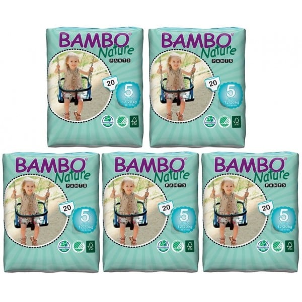 有機嬰兒紙尿褲 - 大碼 5 號 (20 條) - 5 包 - Bambo Nature - BabyOnline HK