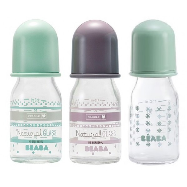 BEABA - 標準口徑玻璃奶瓶 110ml (三件裝) - BEABA - BabyOnline HK