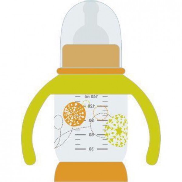 Standard PP Baby Feeding Bottle with Handle 140ml (Lime/Orange) - BEABA - BabyOnline HK