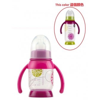 Standard PP Baby Feeding Bottle with Handle 140ml (Purple/Lime)