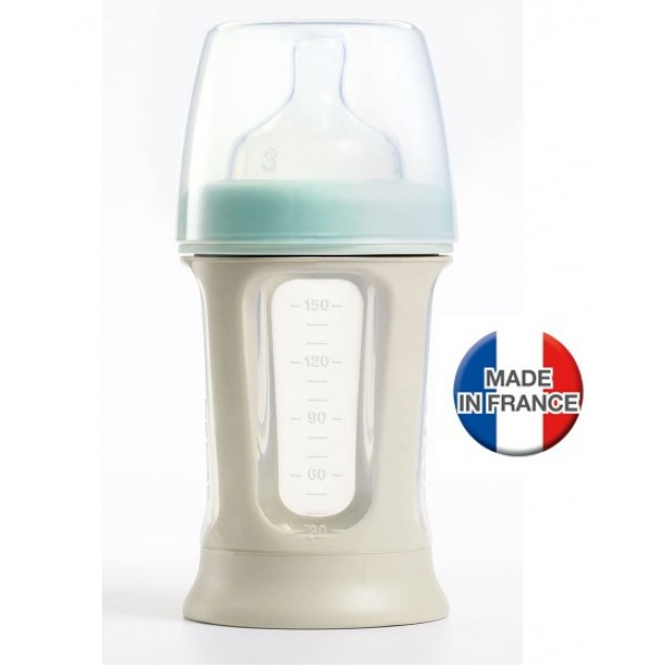 Biboz Silicone Baby Feeding Bottle 150ml (Pastel Blue) - BEABA