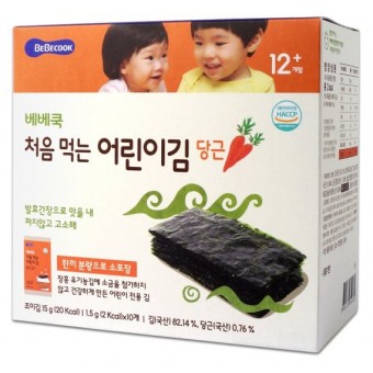 BeBeCook 韓國紫菜小食 - 胡蘿蔔味 (12 個月+) - 1.5g x 10包