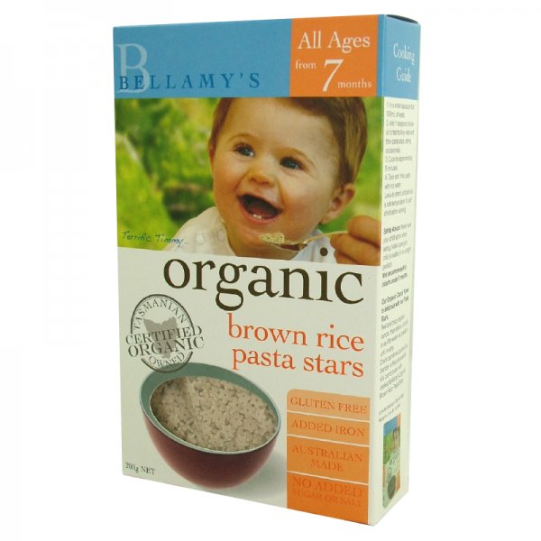 Organic Brown Rice Pasta Stars 200g - Bellamy's - BabyOnline HK