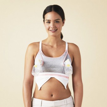 Clip and Pump Hands-Free Nursing Bra Accessory (Sustainable Dove Heather) - Size S