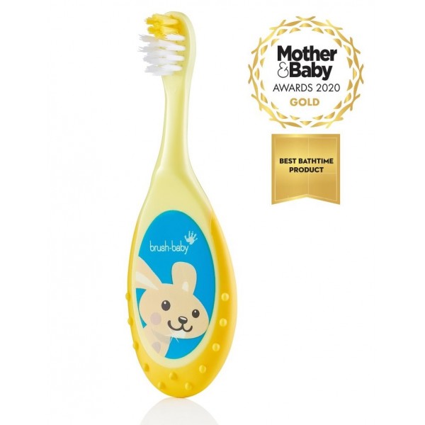 嬰兒牙線刷 (0-3歲) - 黃色 - Brush Baby - BabyOnline HK