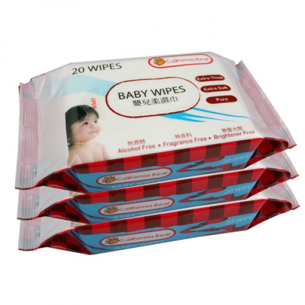 Baby Wipes 20pcs (3 packs) - California Bear - BabyOnline HK