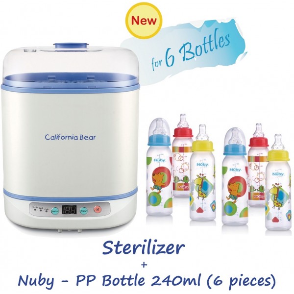 Bottle Sterilizer for 6 bottles + 6 Bottles - California Bear - BabyOnline HK